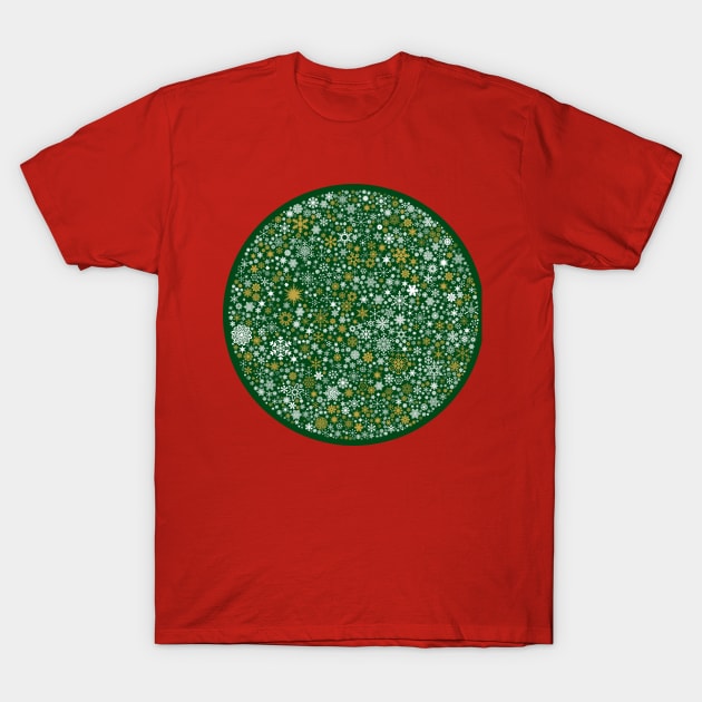 A Thousand Snowflakes in Candy Cane Green T-Shirt by KolJoseph